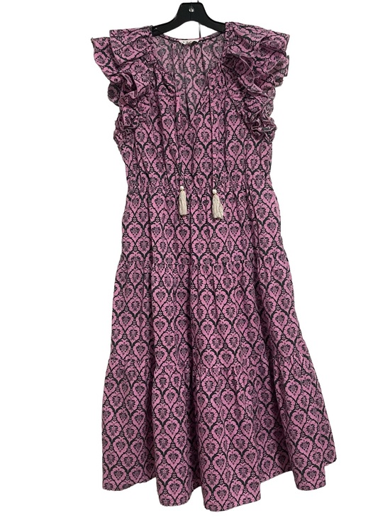 THML Dresses & Skirts - THML Pink and Green Patterned 100% Cotton Ruffle-Sleeve Dress